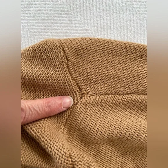 Quince Organic Cotton Cropped Cardigan Sweater Camel Brown Faux Horn Button Sz M - Picture 16 of 16